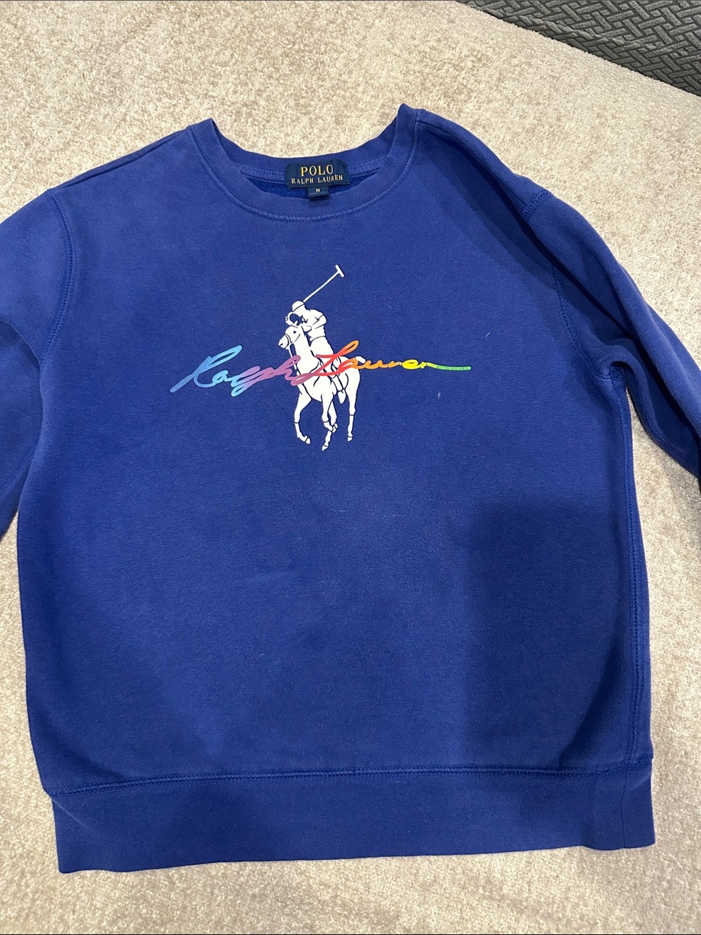 Polo by Ralph Lauren Men's Blue Crewneck Sweatshirt with Polo Logo